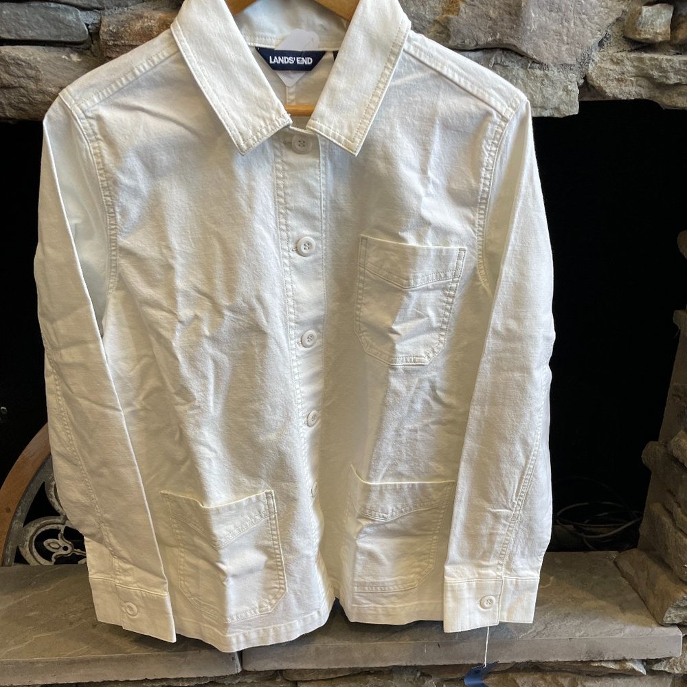 Lands' End Women's Canvas Shirt Jacket, Canvas White, NWT